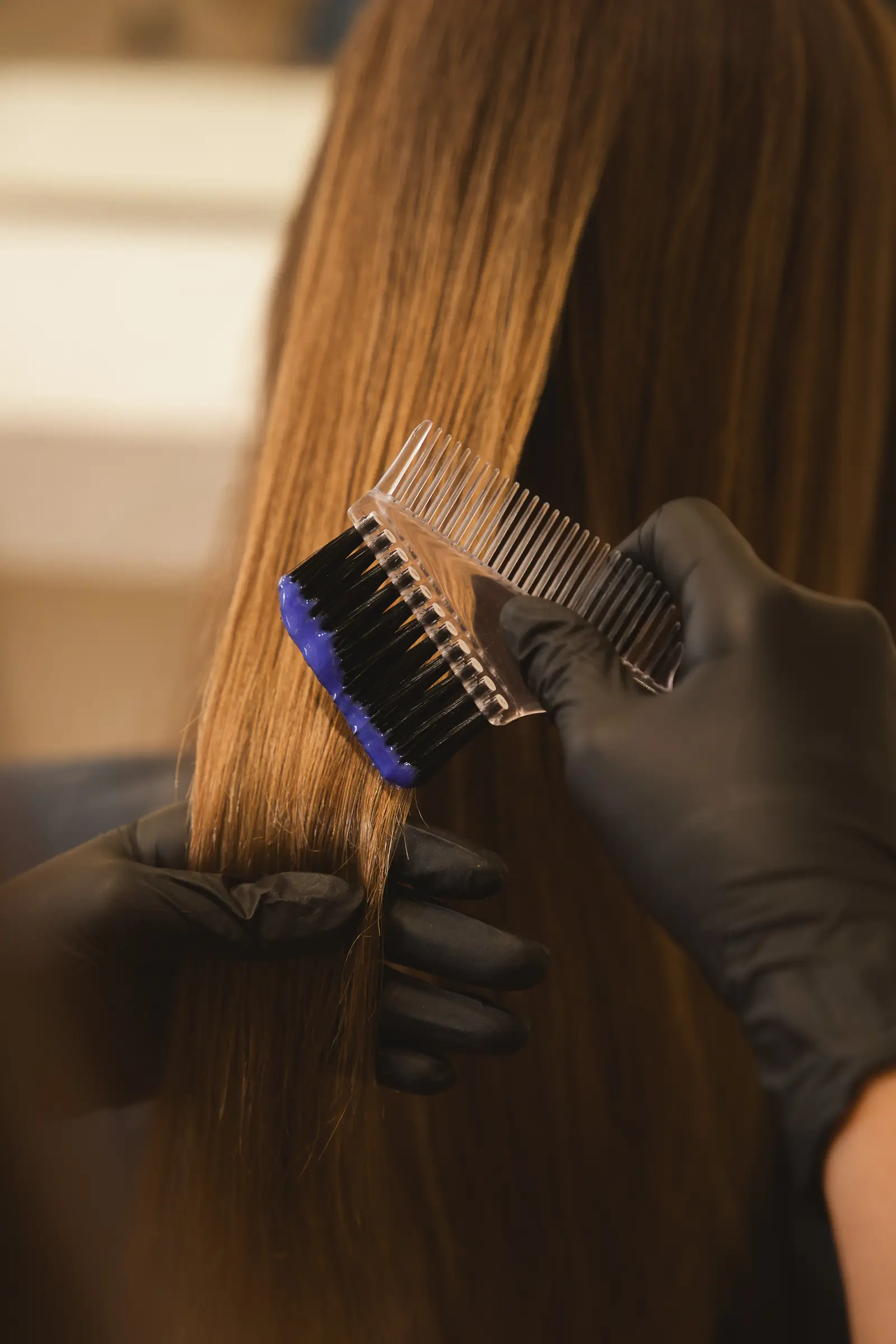 Keratin brushed evenly through the hair