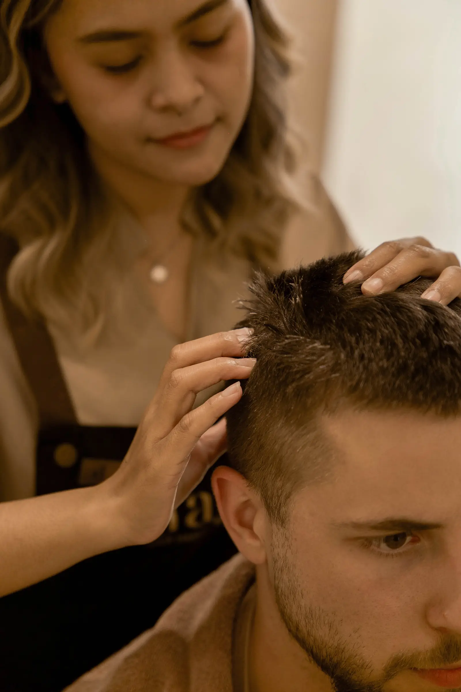 A scalp massage during the treatment